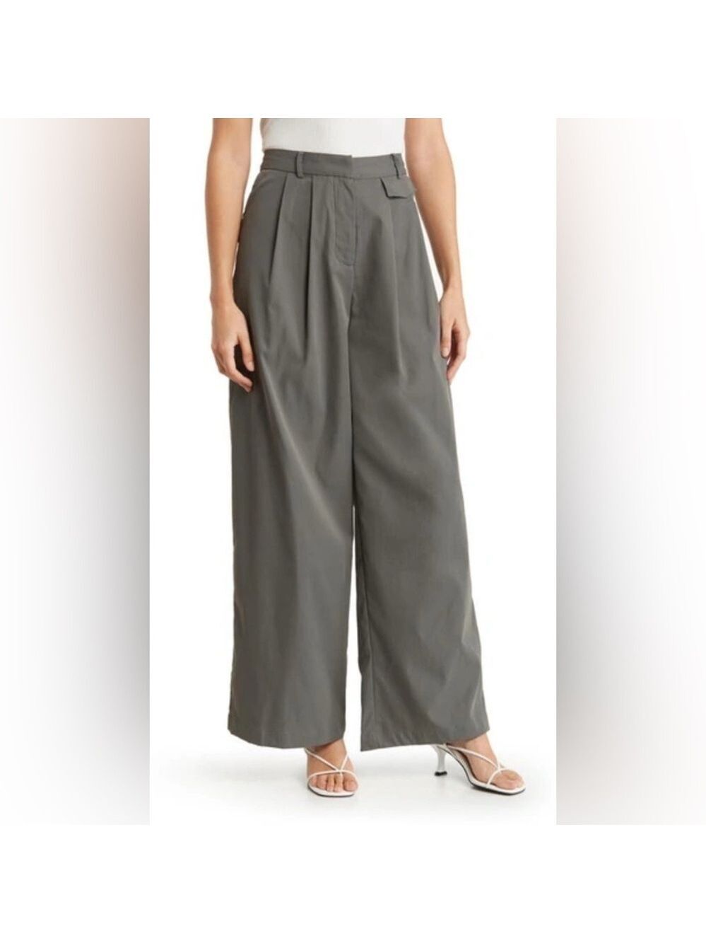 New Nordstrom 19 Cooper 90’s Style Baggy High Waist Wide Leg Gray Trouser Med
